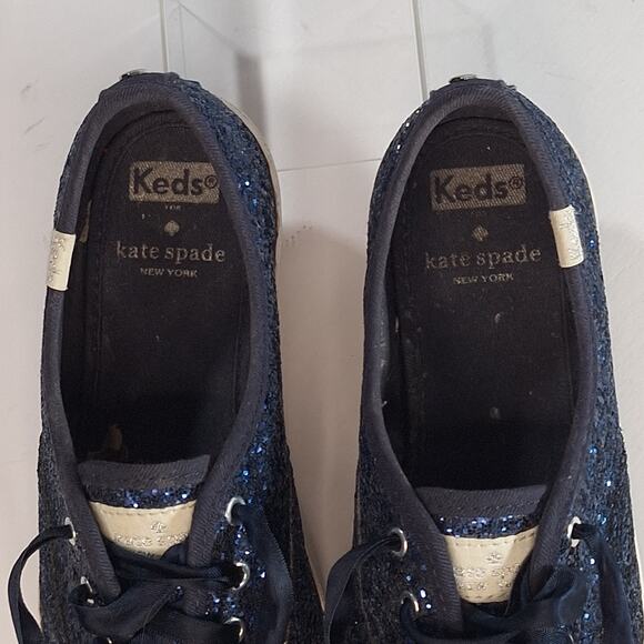 Keds X Kate Spade sz 6 Blue Glitter Women's Sneakers Casual Classic Preppy - Picture 8 of 16
